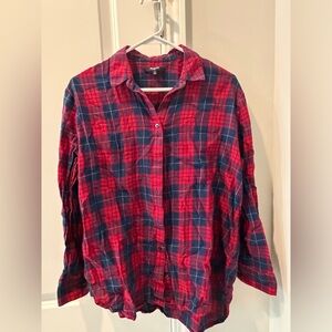Madewell Red and Blue Plaid Button-Up Shirt Women's Small